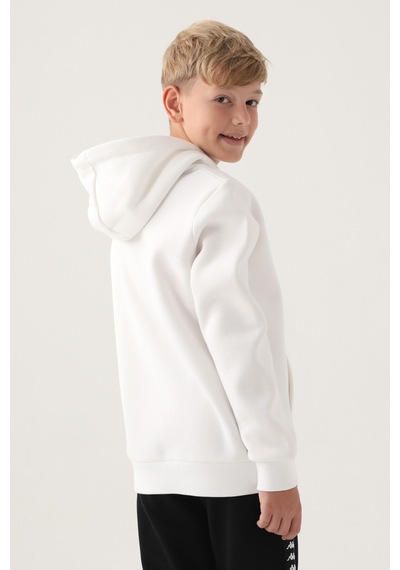 Kappa Krem Kanguru Cep Kapüşonlu Erkek Çocuk Sweatshirt