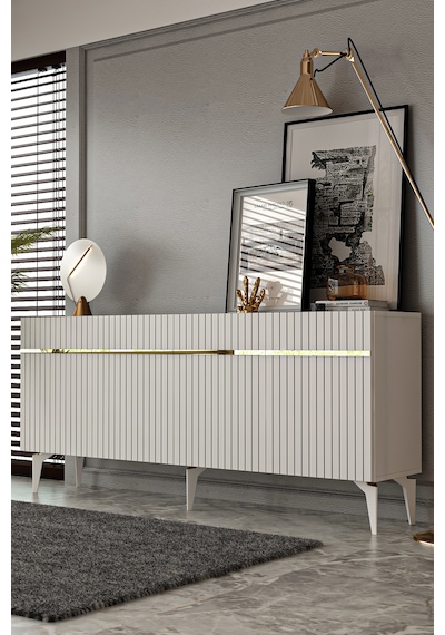 Fontana Lazer Pleksi Desen Konsol Tv Sehpası Çok Amaçlı Dolap 180 Cm Ba Beyaz - Altın Fontana Lazer Pleksi Desen Konsol Tv Sehpası Çok Amaçlı Dolap 180 Cm Ba Beyaz - Altın
