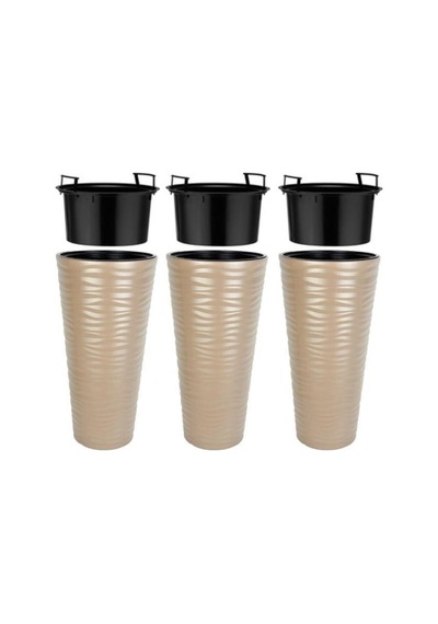 Omnipazar So-kvt1 Kumsal Vazo Saksı Takımı 5.5 Lt Mocha 3 Adet
