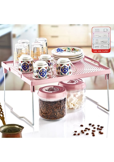 Dolap İçi Düzenleyici Metal Ayaklı Plastik Mutfak Raf Organizer Çok Renkli 98440115