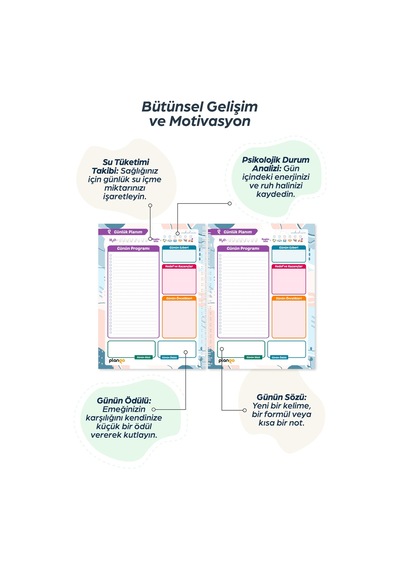 Yapraklar Spiralli Günlük Planlama Defteri - 100 Sayfa - 17x24 Planlayıcı Defter Beyaz - Bej