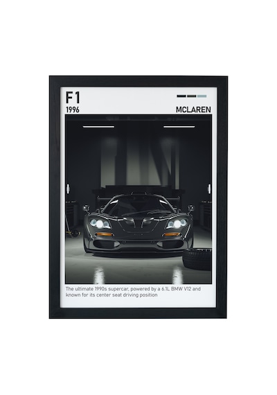 Mercedes-benz F1 Ahşap Çerçeveli Poster Tablo Şampiyon F1 Tasarım Siyah