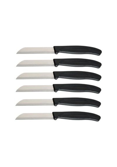 Yıldız Mira Dişli Meyve Bıçak Seti, Siyah, 6 Parça, Paslanmaz Çelik, Ergonomik Kopolimer Plastik Sap, 9 Cm