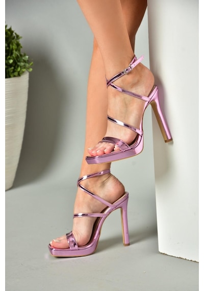 Fox Shoes S569615034 Pembe Ayna Yüksek Topuklu Kadın Ayakkabı Pembe