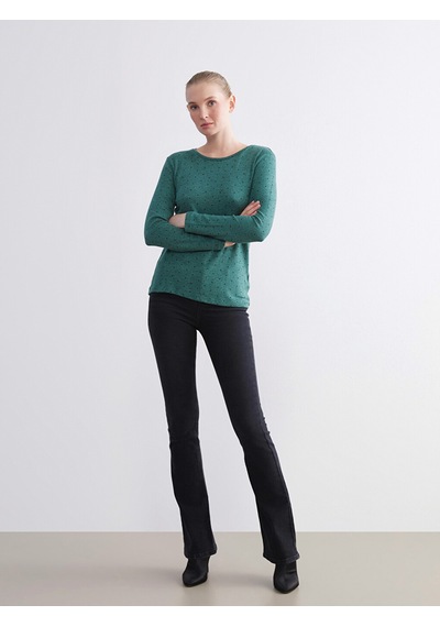 Lcw Everyday Yeşil Bisiklet Yaka Puantiyeli Kadın Body