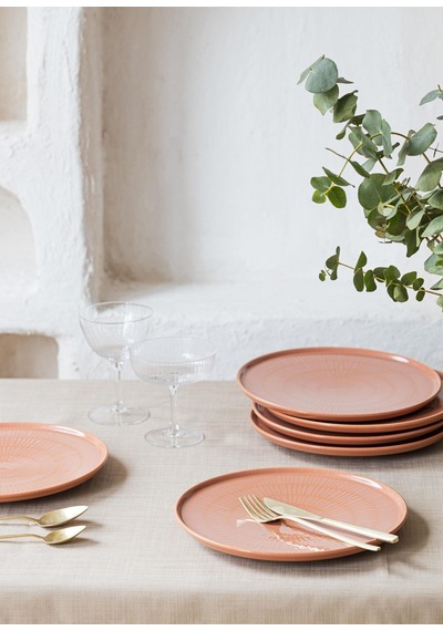 The Mia Noon Pasta Tabağı 6lı Set Somon 19 Cm