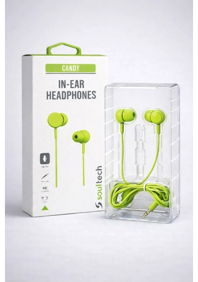 Soultech Candy 3.5 Mm Jack Kablolu Kulaklık Renkli Yeşil Kırmızı Mavi Kulak İçi Kulaklık "kablolu Kulaklık"