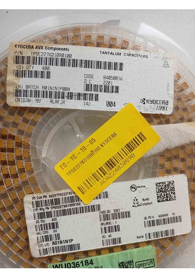 227k010r0100 Kyocera 220uf 10v 10% Case E 7 Adet