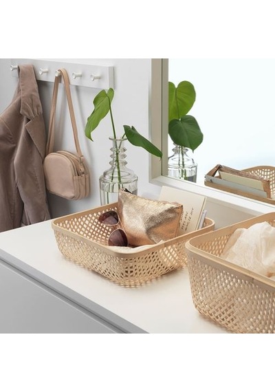 Ikea Smarra Kapaklı Kutu, Natürel, 30x30x23 Cm Çok Renkli