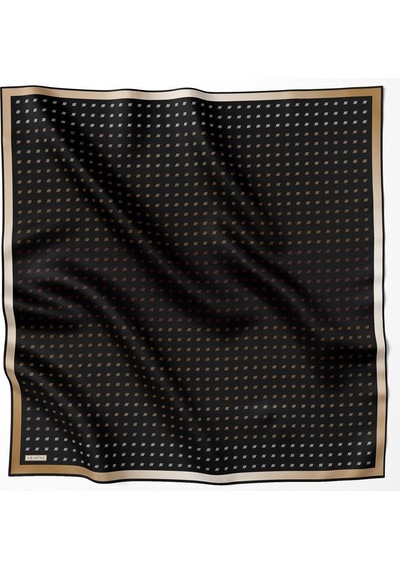 Armine İpek Eşarp Nostalji - 8936-02 Siyah Kahve Twill Siyah Kahve