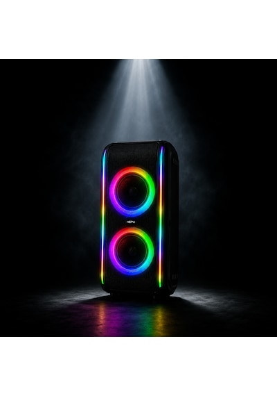 Hepu Hp-978 Titan Series Taşınabilir Hoparlör 2 6 Hoparlör, 30w Rms, 67 Cm Kolon Rgb Işık, 1 Kablosuz Mikrofon + Kumanda