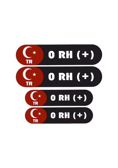 Kan Grubu Kask Etiketi 4 Parça 0 Rh + Etiket Sticker