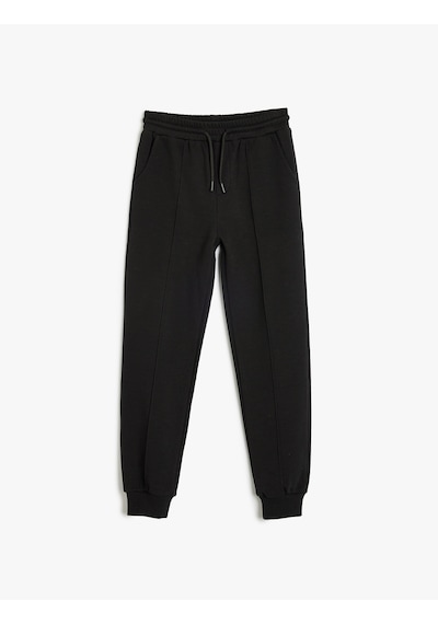 Koton Basic Jogger Eşofman Altı Beli Bağlamalı Şardonlu Siyah 5wkb40146tk Siyah