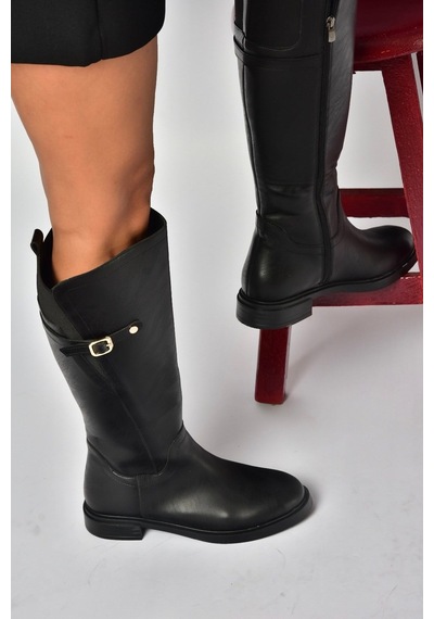 Fox Shoes Z973552209 Siyah Düz Tabanlı Kadın Çizme
