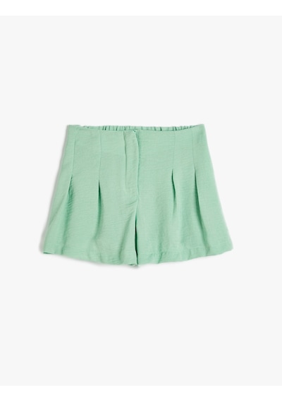 Koton Şort Pileli Diz Üstü Beli Lastikli Green 4skg40109aw Yeşil