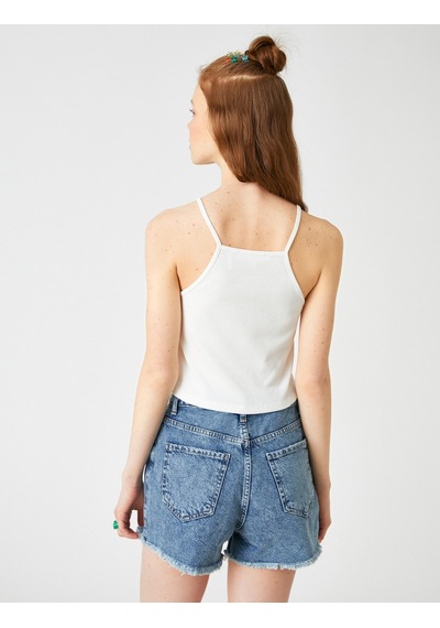 Koton Halter Yaka Çiçek Baskılı Atlet Ekru 2sal30046ık Ekru