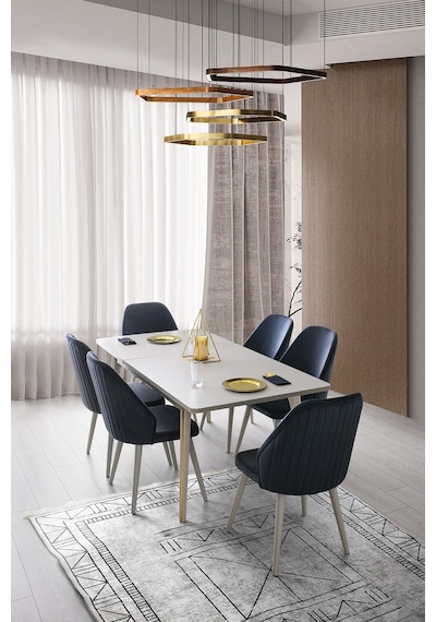 Marsilya Mdf Açılır Yemek Masası+6 Sandalye Kumbeji