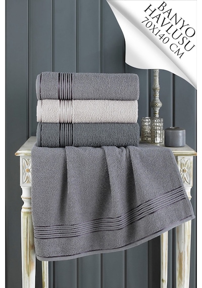 Alia Soft 70x140 Cm 3'lü Banyo Havlusu Seti Gri Koyu
