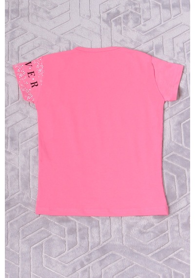 Hçm Kız Çocuk Tshirt Nature Baskılı Bisiklet Yaka E12 Pembe