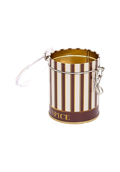 Circus Spice Desenli Kilitli Kapaklı Yuvarlak Metal Kutu, 9 X 11 Cm, 0.6 Lt