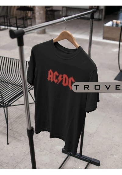 Startmore Unısex Kadın Erkek Ac/dc Young Kardeşler %100 Pamuk Baskılı Siyah Beyaz T-shirt Siyah