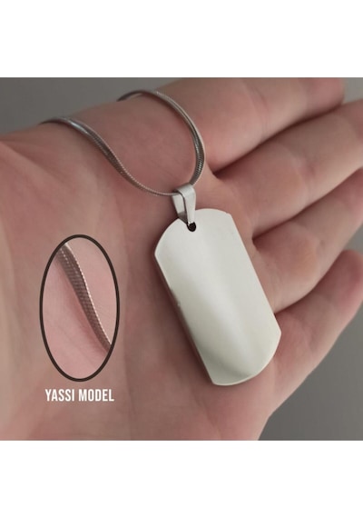 İsim Yazılan Asker Künyesi Dogtag Kolye - Paslanmaz Sevgiliye - Eşe - Babaya - Arkadaşa Çelik Kolye Beyaz
