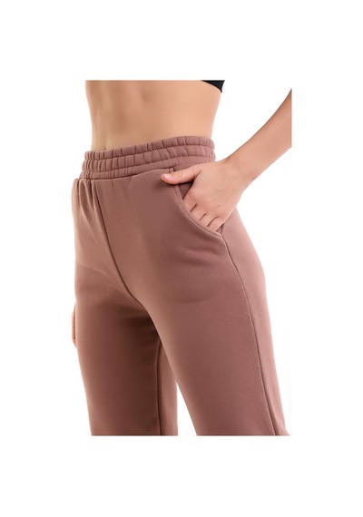 Winmoda34 Jogger Bol Kesim Kalın 3 Iplik Şardonlu Eşofman Altı Kadın Sütlü-kahve