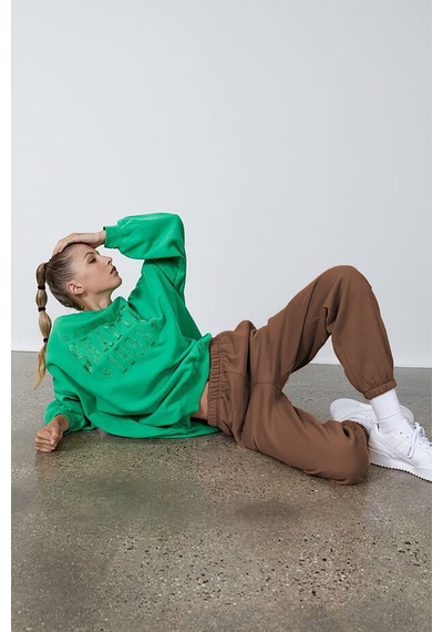 Madmext Kadın Camel Beli Lastikli Oversize Eşofman Altı Mg1235-camel Camel