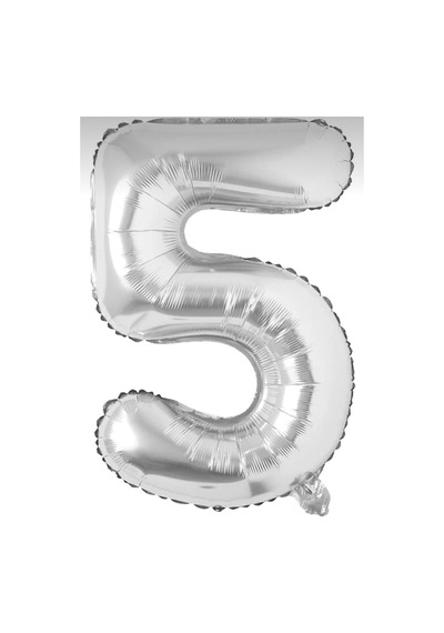 5 Rakam Balon Helyum Uyumlu 34 Inch 76 Cm Normal Şişim Veya Uçan Gümüş Gümüş