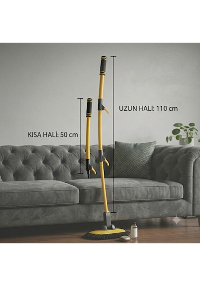 Ev Temizliği Duvar Yer Mopu Uzayıp Kısalabilen Makarna Bez Havlu Mop Ultra Yumuşak Premium Kalite Yer Silme Mopu Yer Temizlik Fırçası
