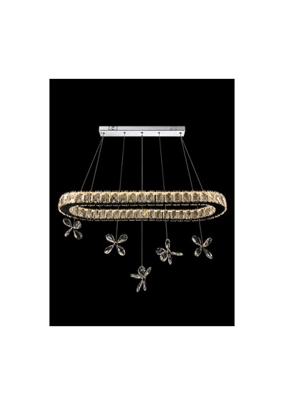 Florenza Yemek Masası , Mutfak , Salon Oval Taşlı Led Avize Krom 3 Renk