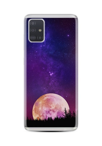 Samsung Galaxy Uyumlu A51 Kılıf Boutique Baskılı Resimli Mor Ay Pcode -025
