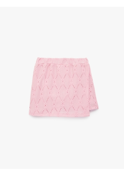 Koton Kruvaze Fistolu Brodeli Mini Şort Etek Pembe 6skg40005ak Gül