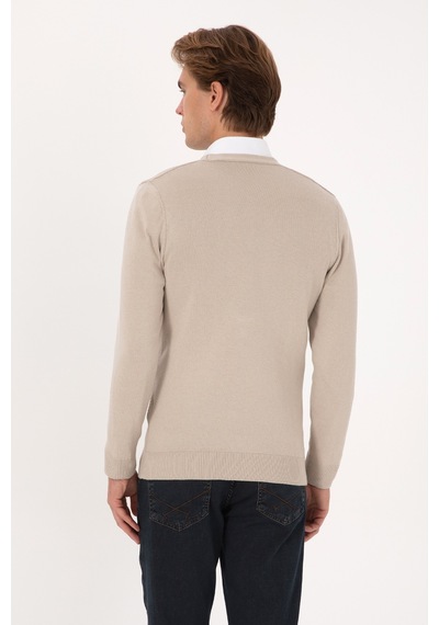 U.s. Polo Assn. Erkek Taş Melanj Hırka Triko 50307952-vr225 Tas Melanj