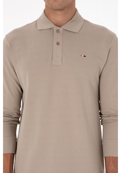 U.S. Polo Assn. Erkek Regular Fit Polo Yaka Koyu Bej Basic Sweatshirt 50315941-VR088
