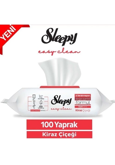 Şeylişeyler - Sleepy Kiraz Çiçeği Yüzey Temizlik Havlusu 100 Yaprak 1 Paket beyaz