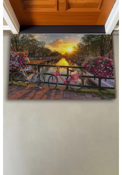 Valerine Life Sevda Köprüsü Gün Batımı Welcome Hoş Geldiniz Kapı Önü Paspası 45x70cm Kahverengi