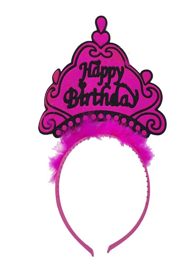 Happy Birthday Neon Fuşya Renk Doğum Günü Tacı 24x15 Cm Çocuk