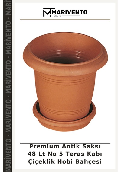 Premium Antik Saksı 48 Lt No 5 Teras Kabı Çiçeklik Hobi Bahçesi