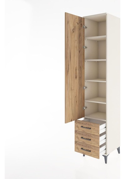 Hyperion Dolap 5 Raflı 3 Çekmeceli Tek Kapaklı 44x44x221 Aytaşı-çam Aytası