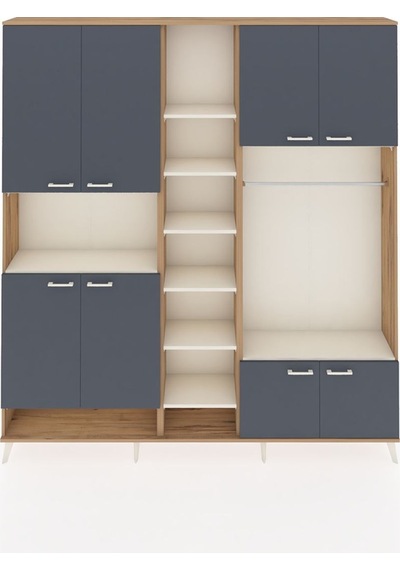Arges Dolap 18 Raflı 8 Kapaklı Tek Askılı 220x30x243 Çam-antrasit/aytaşı Antrasıt/aytası Arges Dolap 18 Raflı 8 Kapaklı Tek Askılı 220x30x243 Çam-antrasit/aytaşı Antrasıt/aytası