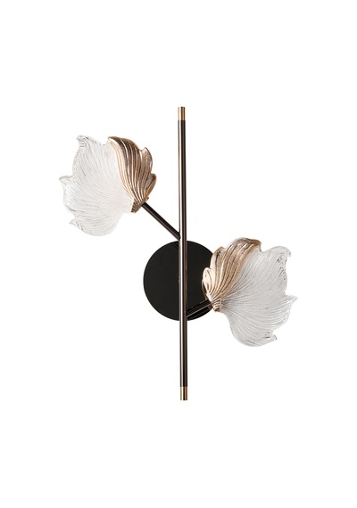 Taran Siyah Gold 2'li 10 Watt Çiçek Desenli Modern Ledli Aplik Gold