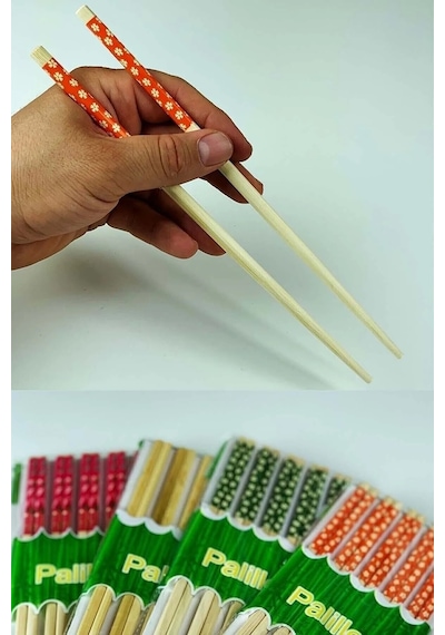 Desenli Organik Bambu Çin Çubuğu Chop Sticks 10 Çift Çin Restoran Çubukları Ahşap