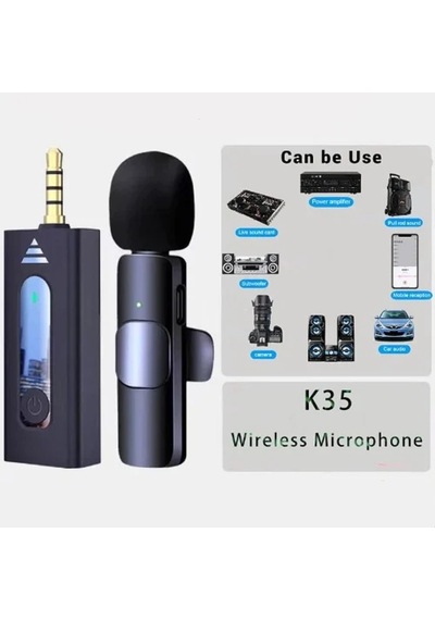 Platoon Pl-2703 K35 Wireless Jaklı Tak Çalıştır Aux Girişli Kablosuz Mini Taşınabilir Yaka Mikrofonu
