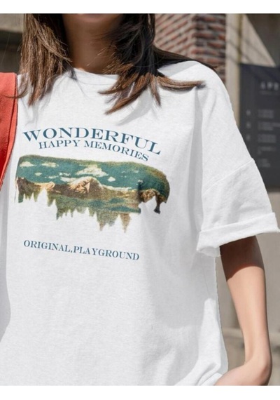 Kadin Beyaz Oversize Wonderful Baskılı T-shirt Beyaz Kadin Beyaz Oversize Wonderful Baskılı T-shirt Beyaz