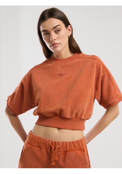 Everlast Bronx 1910 Oversize Turuncu Crop Kadın Kısa Kollu Sweatshirt Kiremit