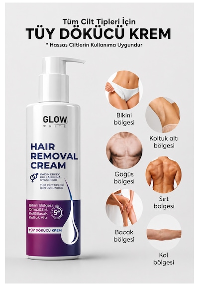Glow Whıte Tüy Dökücü Krem Tüy Oluşumunu Geciktirici Etkili