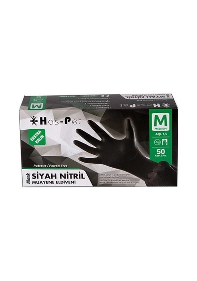 Haspet Siyah Nitril Ekstra Kalın Pudrasız - M Beden