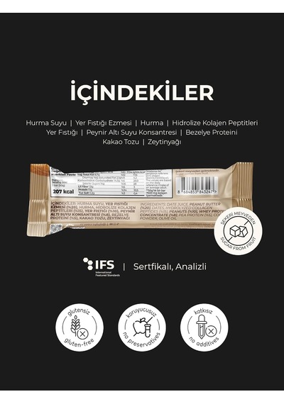 12'li Yer Fıstıklı Kolajenli Yüksek Proteinli Bar
