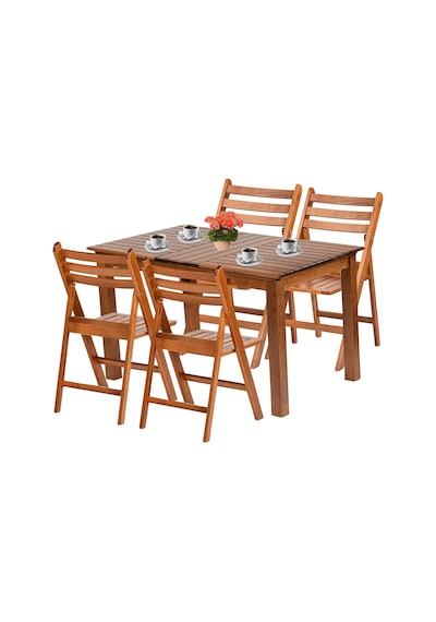 Albatros Ahşap Bahçe Balkon Seti: 80x120 Sabit Masa + 4 Sandalye Acı Kahverengi Albatros Ahşap Bahçe Balkon Seti: 80x120 Sabit Masa + 4 Sandalye Acı Kahverengi